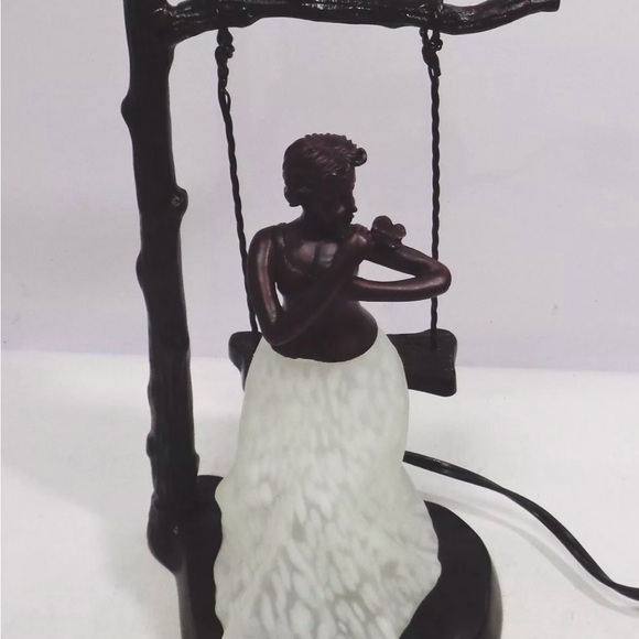 Young Lady On A Swing Bronze & Glass Table Lamp New (TL3390) LLF - Picture 5 of 8